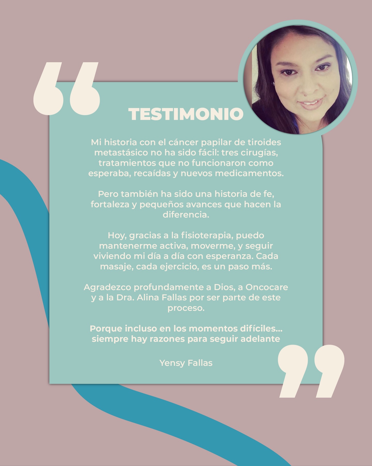 El tratamiento del cáncer de tiroides requiere un aborda integral, donde la fisioterapia cumple un papel fundamental en la mejora de la funcionalidad, movilidad cervical y calidad de vida! 

Hoy les comparto el testimonio de doña Yen 💕, agradezco profundamente la confianza depositada y la oportunidad de formar parte de su proceso! 🤍

#oncocarecr #fisioterapiaoncológica #rehabilitacion #sanjosecostarica
